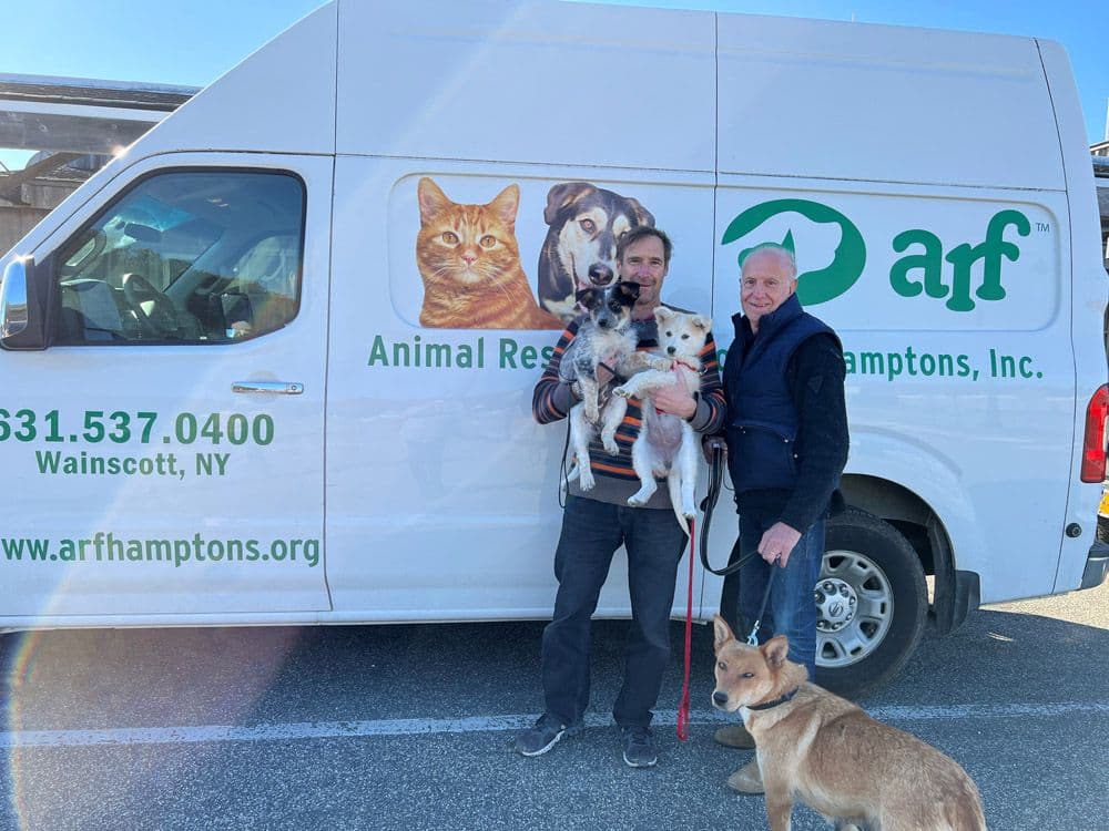 Getting ready to load the dogs to head across the street to the ARF Adoption Center.