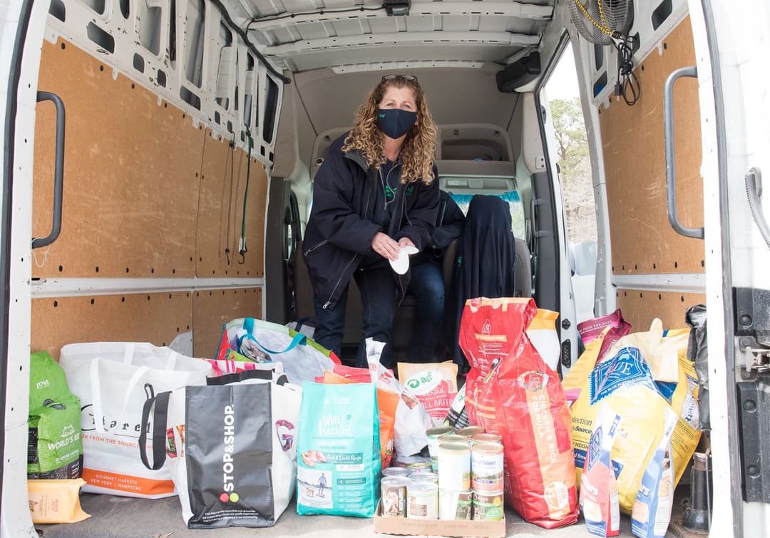 ARF's Jamie Berger sorts donations.